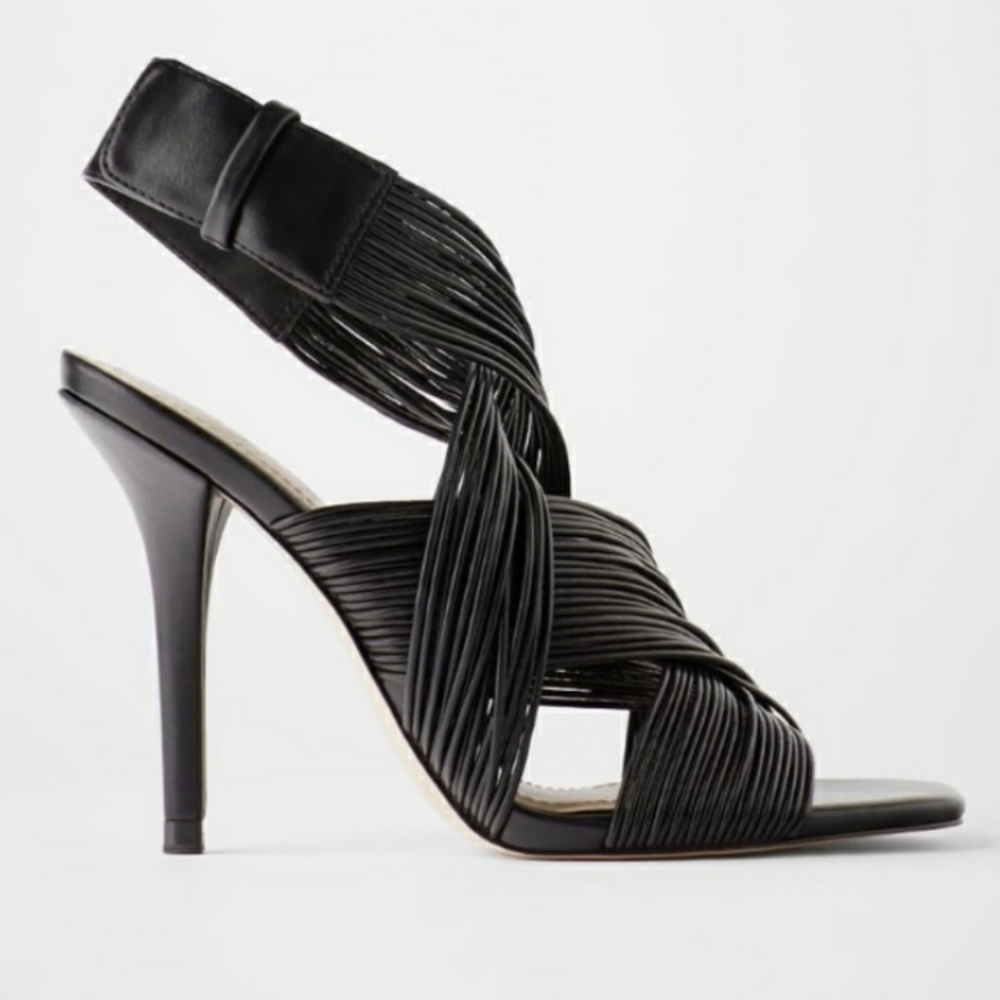 Zara Tubular Multi-Strap Wraparound Heeled Sandal